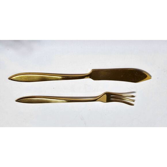Vtg Dirigold Dirilyte Goldware Flatware Silverware Butter Knife & Cocktail Fork - Picture 2 of 3